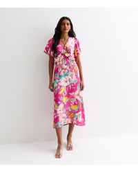 Gini London - Floral Ruffle Midi Dress New Look - Lyst