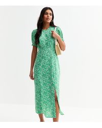 New Look - Daisy Print Short Sleeve Midi Tea Dress - Lyst