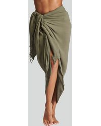 South Beach - Crinkle Texture Fringed Sarong New Look - Lyst