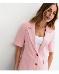 New Look - Light Linen Blend Short Sleeve Blazer - Lyst