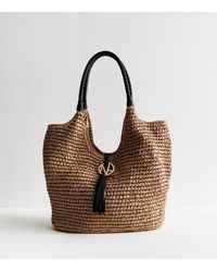 New Look - Plaited Handle Straw Effect Tote Bag - Lyst