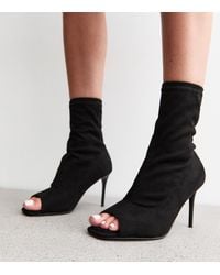 New Look - Wide Fit Peep Toe Ankle Boots Vegan - Lyst