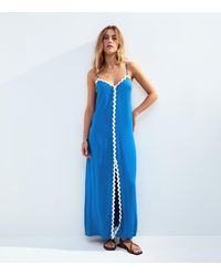 New Look - Contrast Trim Split Hem Maxi Dress - Lyst