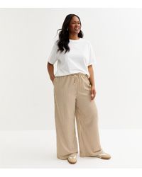 New Look - Plus Size Striped Seersucker Trousers Curves - Lyst