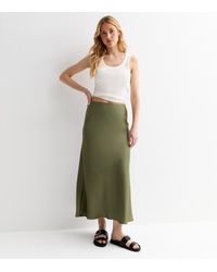 New Look - Satin Bias Cut Midi Skirt - Lyst