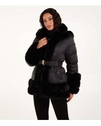 Blue Vanilla - Belted Faux Fur Puffer Jacket Vanilla New Look - Lyst