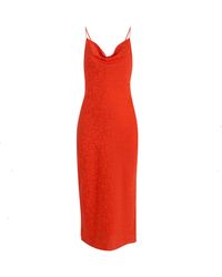 new look satin jacquard midi dress in gold