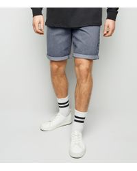 New Look Pale Grey Light Wash Denim Shorts - Gray