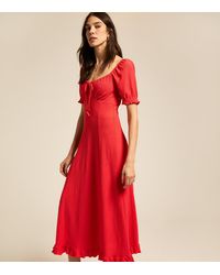 New Look - Square Neck Crinkled Jersey Midi Dress - Lyst