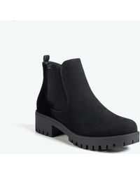 wide fit black suedette block heel chunky boots