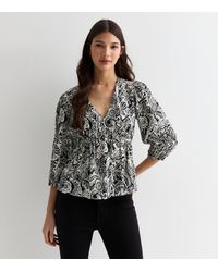 New Look - Floral Puff Sleeve Blouse - Lyst