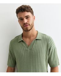 New Look - Rib Knitted Polo Shirt - Lyst