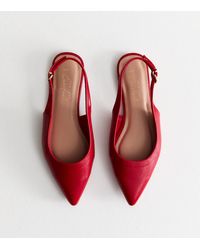 New Look - Bright Faux Leather Pointed Toe Slingback Ballet Flats Vegan - Lyst