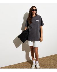 New Look - Nyc-Print Acid-Washed Oversized Cotton T-Shirt - Lyst