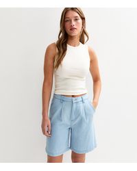 New Look - Light Knee Length Soft Denim Shorts - Lyst