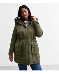 New Look - Plus Size Faux Fur Trimmed Parka Jacket Curves - Lyst