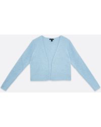 New Look Ribbed Fluffy Knit Cardigan - Blue