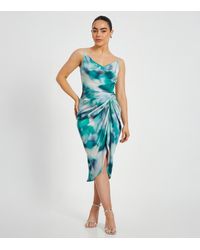 Quiz - Petite Multicoloured Ruched Midi Dress New Look - Lyst