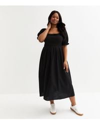 New Look - Plus Size Puff Sleeve Midi Dress Curves - Lyst