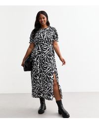 New Look - Plus Size Woven Floral Print Midi Dress Curves - Lyst