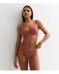 New Look - ' Ribbed Seamless Lace Trim Bralette - Lyst