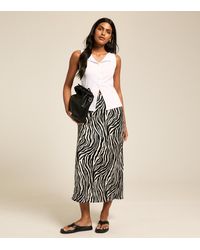 New Look - Zebra Print Satin Bias Cut Midi Skirt School - Lyst