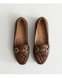 New Look - Wide Fit Quilted Faux Leather Loafers - Lyst