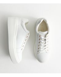 New Look - Faux Leather Wedge Trainers - Lyst