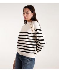 Blue Vanilla - Stone Striped Button Shoulder Jumper New Look - Lyst