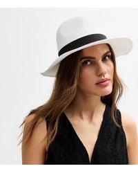 New Look - Bow Detail Straw Effect Fedora Hat - Lyst