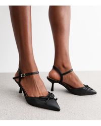 New Look - Wide Fit Patent Bow Detail Open Court Shoes Vegan - Lyst