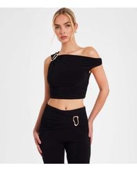 Quiz - Sculptural Applique Off The Shoulder Cropped Top New Look - Lyst