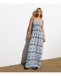 ONLY - Abstract Print Strappy Shirred Maxi Dress New Look - Lyst