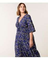 Blue Vanilla - Curve Floral Print V-Neck Midi Dress New Look - Lyst