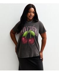 New Look - Plus Size Acid Wash Cherry Print T-Shirt Curves - Lyst