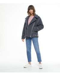 New Look Dark Grey Teddy Aviator Coat