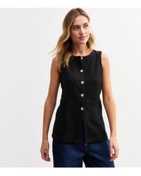 New Look - Boucle Crew Neck Button Up Waistcoat - Lyst