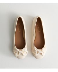New Look - Wide Fit Faux Leather Bow Ballet Flats Vegan - Lyst