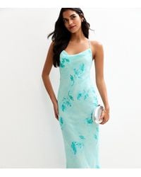 New Look - Floral Print Chiffon Strappy Midi Dress - Lyst