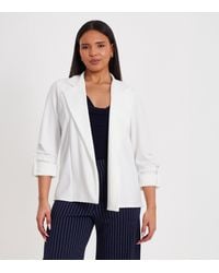 Quiz - Scuba Crepe Cropped Sleeve Blazer New Look - Lyst