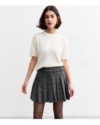 New Look - Checked Box Pleat Mini Skirt - Lyst