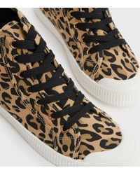 New Look Leopard Print Canvas Lace Up High Top Trainers Vegan - Multicolour