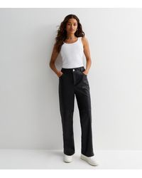 New Look Petite Contrast Waistband Trousers in Black Lyst UK