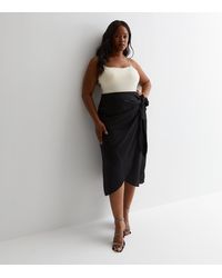 New Look - Plus Size Satin Sarong Midaxi Skirt Curves - Lyst
