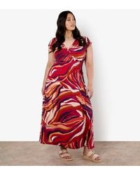 Apricot - Plus Size Abstract Swirl Print Smock Maxi Dress Curves New Look - Lyst