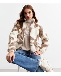 New Look - Abstract Print Borg Jacket - Lyst