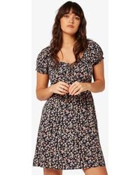 Apricot - Floral Print Milkmaid Mini Dress New Look - Lyst