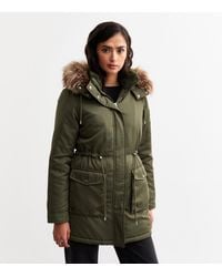 New Look - Tall Faux Fur Trimmed Parka Jacket - Lyst