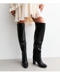 New Look - Faux Leather Heeled Knee High Boots - Lyst