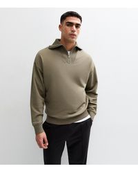 New Look - Regular Quarter Zip Cotton Jumper - Lyst